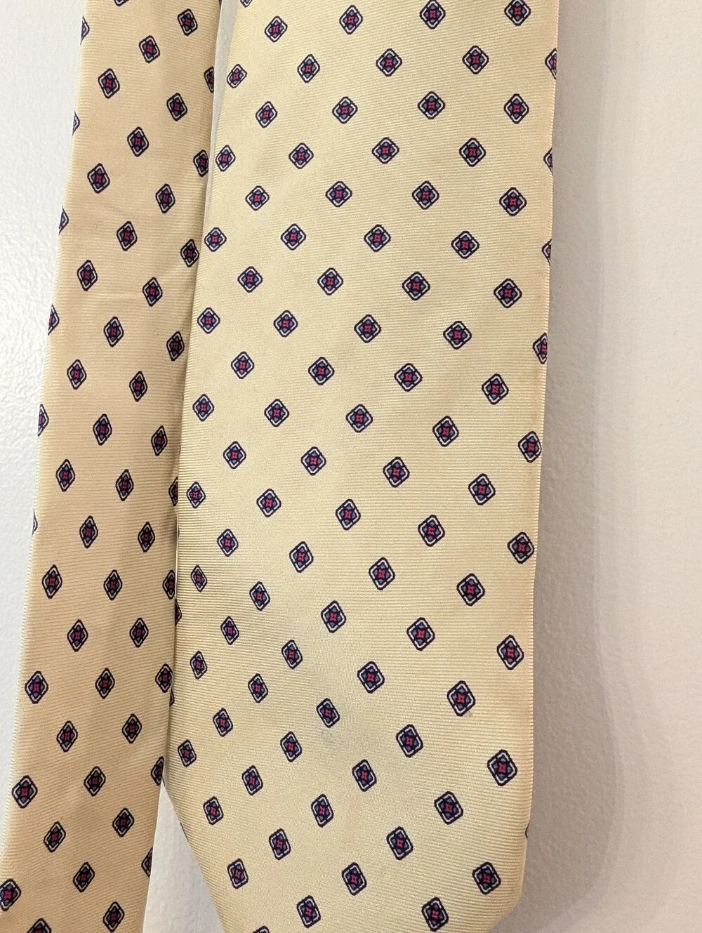 Vintage Givenchy Monsieur Silk Skinny Necktie Yellow Geometric Dot Italy